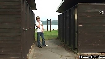 Old Man Catches A Glimpse Of Blonde Milf In The Changing Room And Has Sex With Her