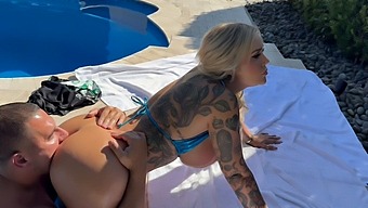 Kali Roses And Teddy Tarantino In Hot Poolside Scene With Cum On Ass