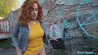 Cherry Candle'S Public Sex Adventure: Redhead Waitress Gives A Blowjob And Gets Pounded Doggystyle Outside