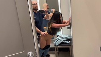 Beautiful Asian Girl Gives Blow Job In Dressing Room Of A Shop.